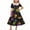 #0126-Gold, variant on Favoffer Big Kid Girls Short Sleeve Dress Spring Summer Carnival Print Turndown Neck Stretchy A-line Twirly Gown for Daily School Party Recital Sizes 5-14Y