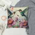 thumbnail image 2 of Creowell  Watercolor Hummingbird Flowers Purple Floral Decorative Throw Pillow Covers Square, Pillowcase Protectors Cushion Cover for Home Sofa Couch Chair Back Seat, 2 of 5