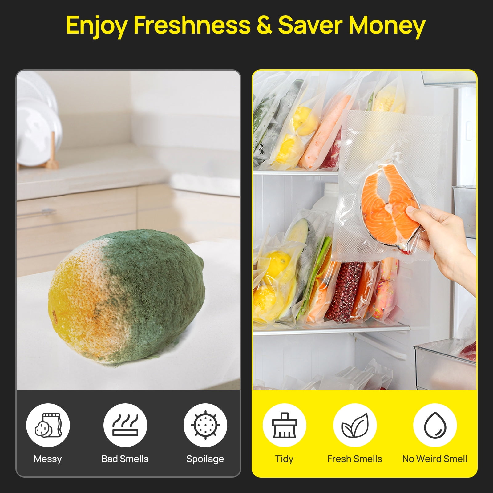 SEATAO VH5188 Vacuum Sealer, 90kPa Multifunctional Food Vacuum Sealer, Dry , Wet , Food Three Modes