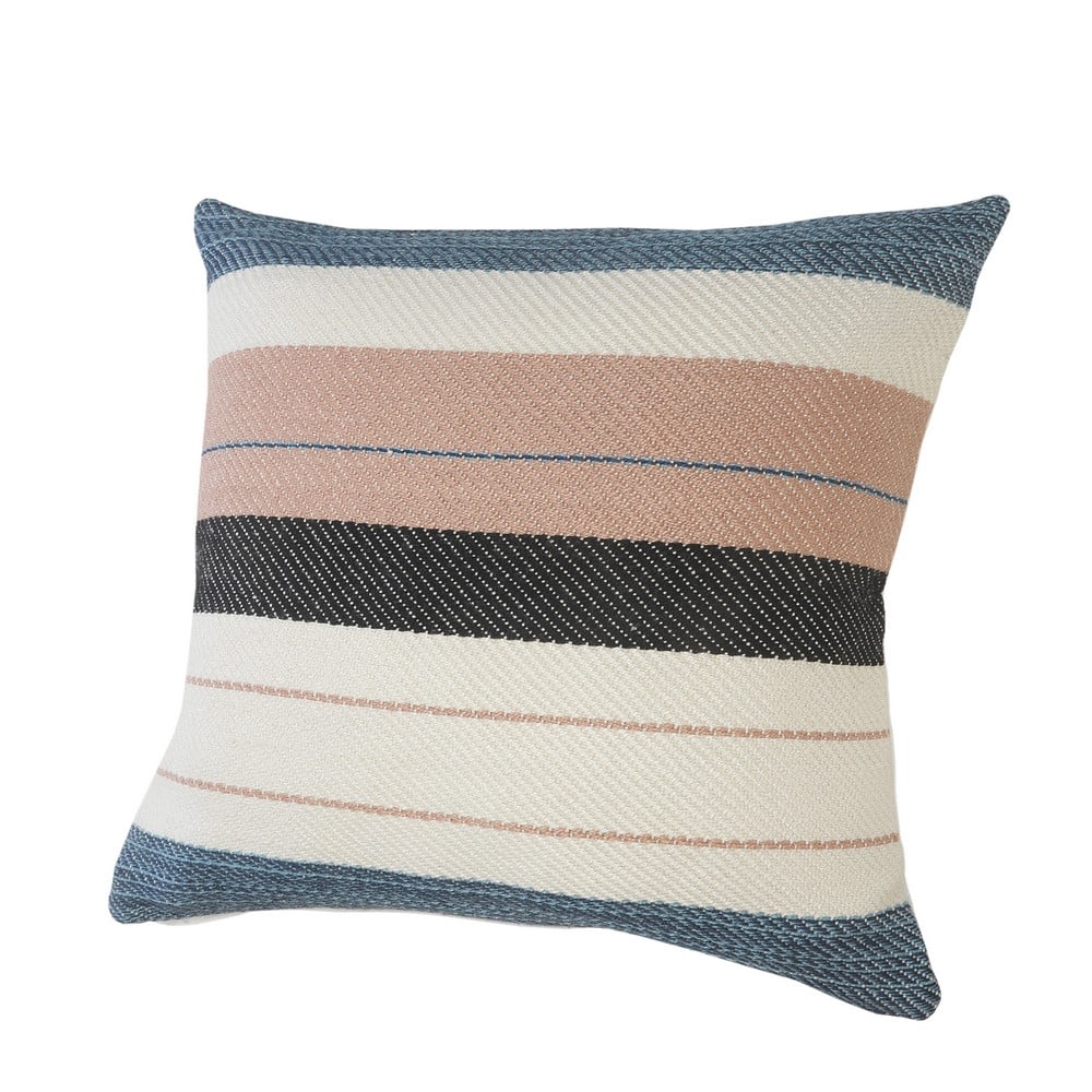 Ox Bay 24" x 24" Hand-Woven White/ Pink Geometric Resistant Polyester Pillow Cover