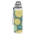 thumbnail image 2 of Lemon Yellow Green Sports Water Bottle 32oz with Straw for Kids Travel Mug BPA Free Leak Proof for School, 2 of 7