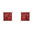 thumbnail image 3 of 0.5 ct Screw-Back Stud Earrings for Women | 3.5mm Princess Cut Natural Garnet | 18K Rose Gold, 3 of 5
