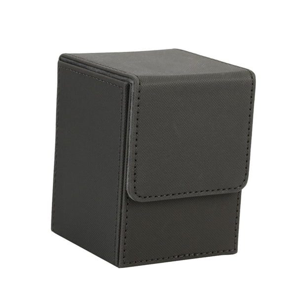 Estuche de cuero sintético para cartas coleccionables, fundas protectoras, contenedor duradero para guardar cartas TCG Gris