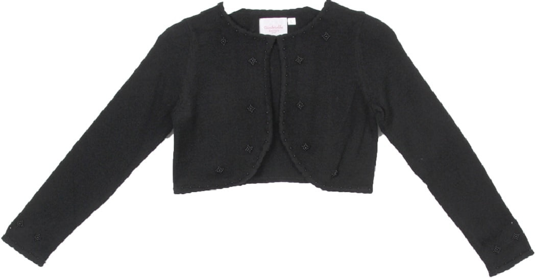 BluNight Collection Little Girls Pearl Embellishments Flower Girls Knit Cotton Bolero