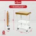 thumbnail image 2 of Origami Foldable Wheeled Portable Solid Wood Top Kitchen Island Bar Cart, White, 2 of 12