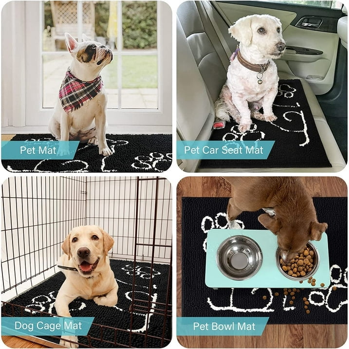 Junovo Indoor Door Mat Rug Super Absorbent Doormats for Muddy Shoes Dog Paws,Non Slip Bathroom Floor Mats,24"x36"Black