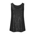 thumbnail image 4 of QATAINLAV Womens Summer Fashion Sequin Tops Scoop Neck Sequin Sparkle Shimmer Sleeveless Tanks Tops Wedding Party Outfits Black XL, 4 of 7