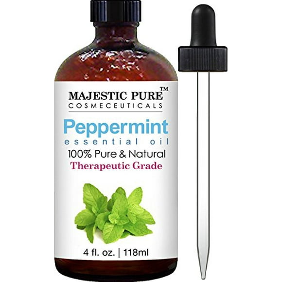 Majestic Pure Peppermint Essential Oil, Pure and Natural, Therapeutic Grade Peppermint Oil, 4 fl. oz.