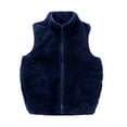 thumbnail image 3 of QUYUON Toddler Girl Fleece Jacket Discounts Sleeveless Fleece Jacket Toddler Kids Baby Boys Girls Cute Solid Color Windproof Pocket Zipper Keep Warm Vest Coat Navy 1T-2T, 3 of 4
