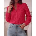 thumbnail image 3 of PRETTYGARDEN Women's Floral Embroidered Button Down Shirts | Ladies Dressy Fall Blouses, Long Sleeves, Ruffle Neck, Elegant Boho Eyelet Tops for Work, Business & Spring Casual Outings, 3 of 9