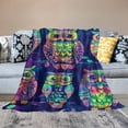 thumbnail image 2 of Orinice Colorful Owl Throw Blanket, Soft,Lightweight ,Neon Bird Dark Blankets - Gifts for Kids Women,Animal Lovers,for Couch Office Travel,Home Living Room Boho Decor 50x60in, 2 of 6