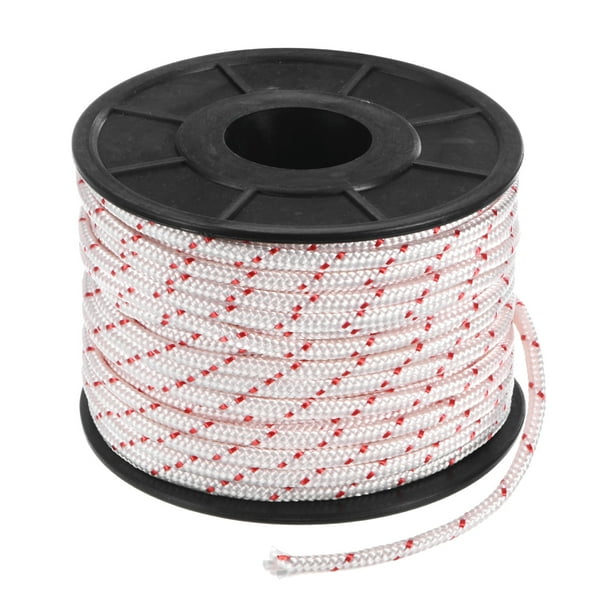 Cuerda de arranque de retroceso Uxcell 5mm 30m Cuerda de nylon para motosierra Blanco Rojo