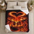 thumbnail image 5 of Fiery Heart Drum Set on Black, Bold Music Style for Drummers, Flame Rhythm Graphic and Father's Day Gift, Warm Flannel Blanket for Music Room and Garage, Home Decor, 5 of 9