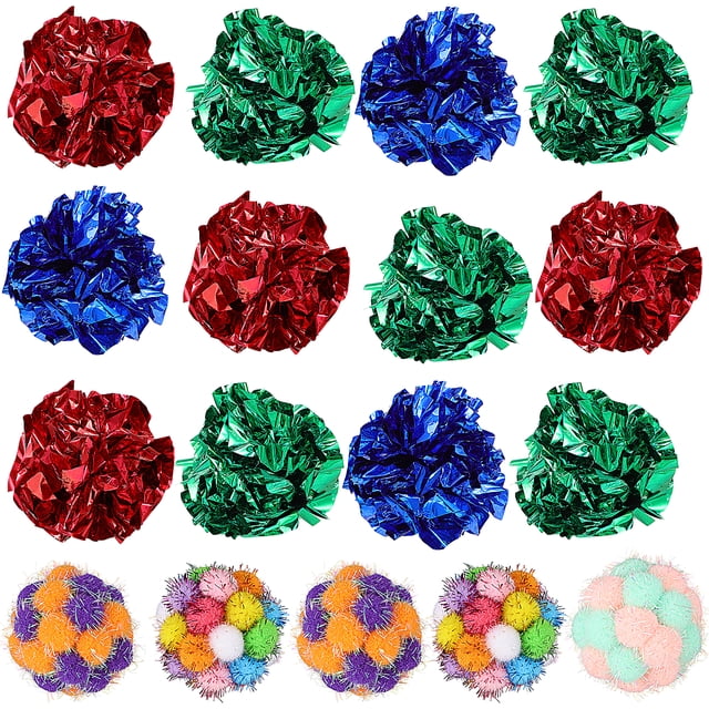 25 juguetes para gatos, pelotas arrugadas con peluche, juguetes interactivos para gatos y gatitos de interior.