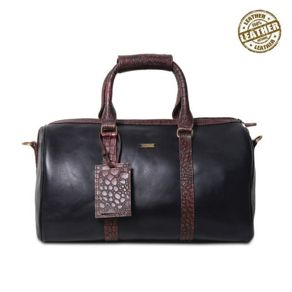 Stanford by Strutt The Signature Croc Print Brown Black Leather Unisex Cabin Bag/Duffle Carry on  Bag