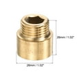 thumbnail image 3 of Uxcell G1/2 Female to G1/2 Male Thread 15mm Brass Extension Pipe Fitting 2 Pack, 3 of 5