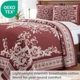 thumbnail image 6 of Superior Woven Jacquard Bedspread Set Queen Size, 3-Piece Lightweight All Seasons Coverlet, Berry Red, 6 of 8