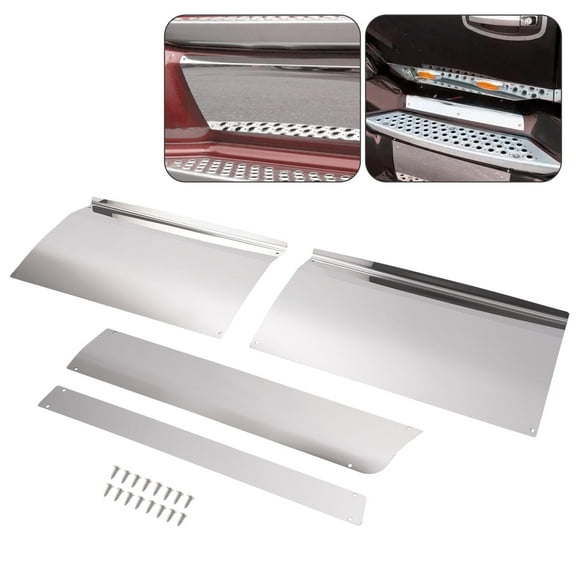 KOJEM Front Upper Lower Step Kick Plate, Fit for Kenworth T680, 304 Stainless Steel,Set Of 2