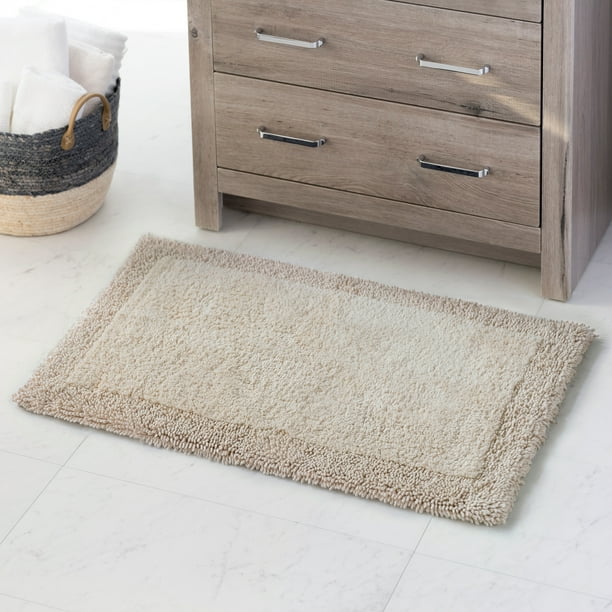 Hotel Style Cotton Blend Solid Bath Rug, 17" x 24", Khaki