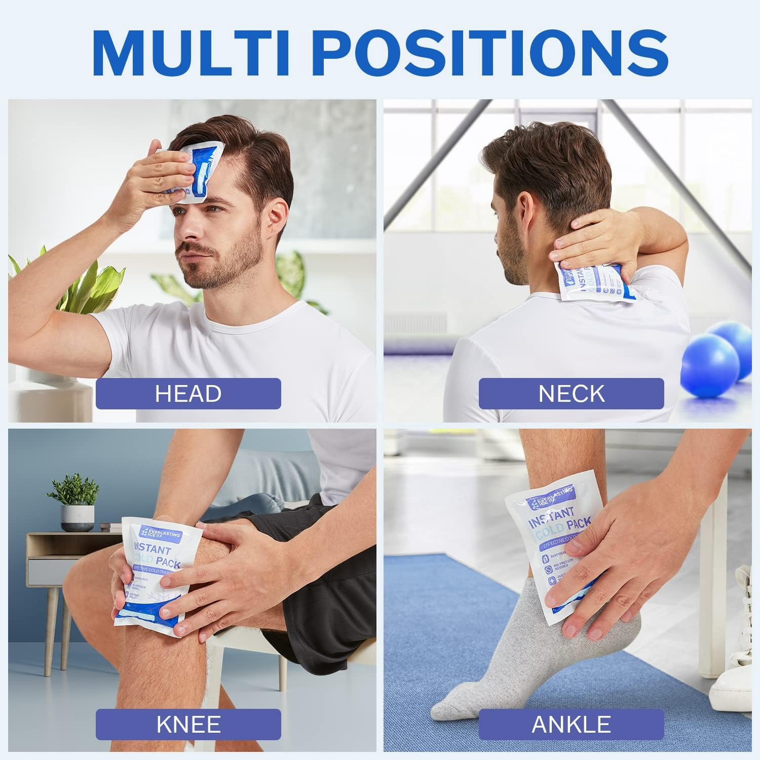 Everlasting Ice RX Instant Ice Packs Cold Compress Disposable Ice Packs for Pain Relief and Minor Injuries, 50-Pack
