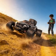AUOSHI 1:16 Brushless Remote Control Car – 40+MPH Fast Off-Road RC Toy Truck, 4WD All-Terrain, 70 Min Runtime w/ 2 Batteries, LED Lights, Waterproof, Full Metal Drive Shaft – Gift for Kids & Adults