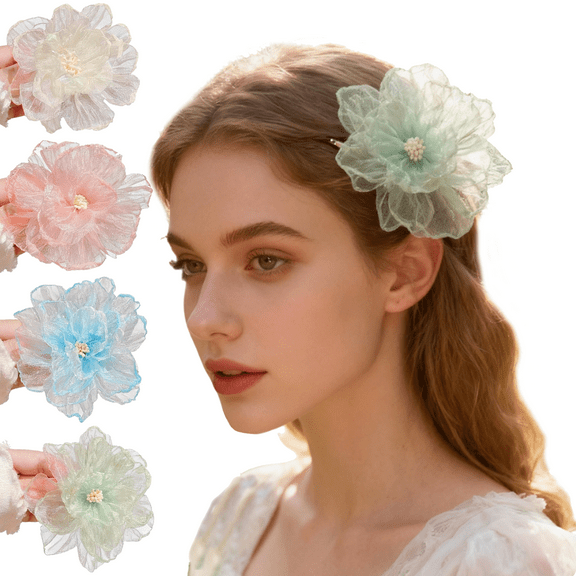 Crusward 4PCS Flower Hair Claw Clips, Camellia Sinensis Hairpin for Women, Boho Hair Accessories for Women and Girls