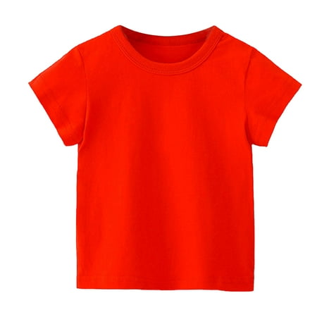 

Pejock Baby Boys Girl Crew Neck T-Shirt Unisex Kids Organic Cotton Short Sleeve T-Shirt Solid Color Tops Tees Shirts 12M-12Years
