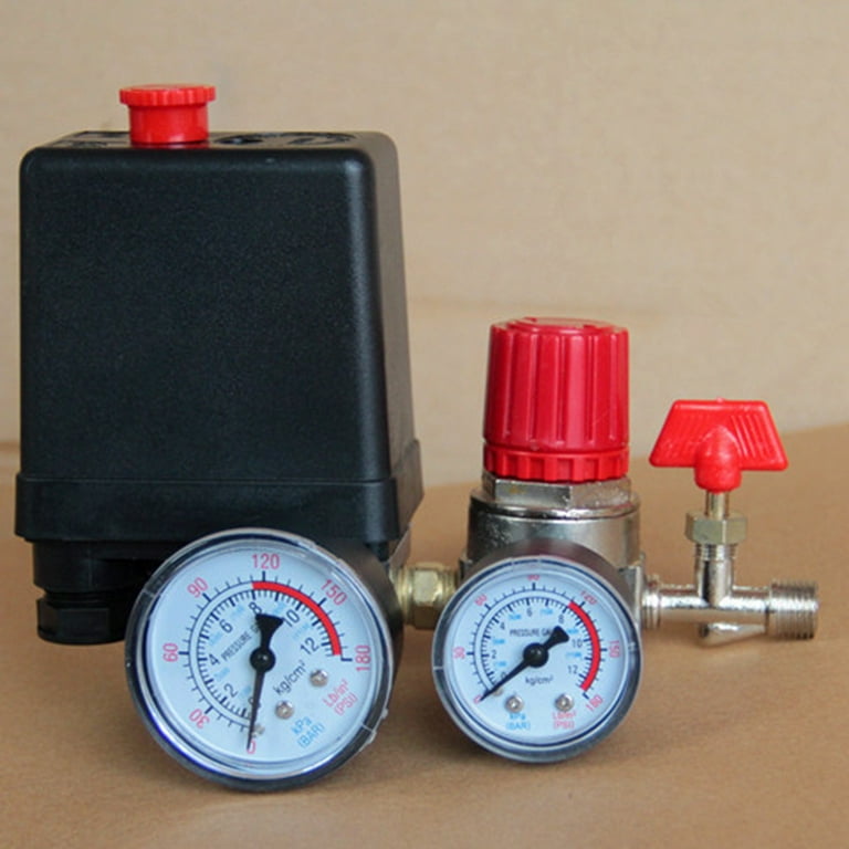Secbolt Air Compressor Pressure Switch Manifold Kit – Auto Control 90-120 PSI With Gauges, Regulator & Safety Valve