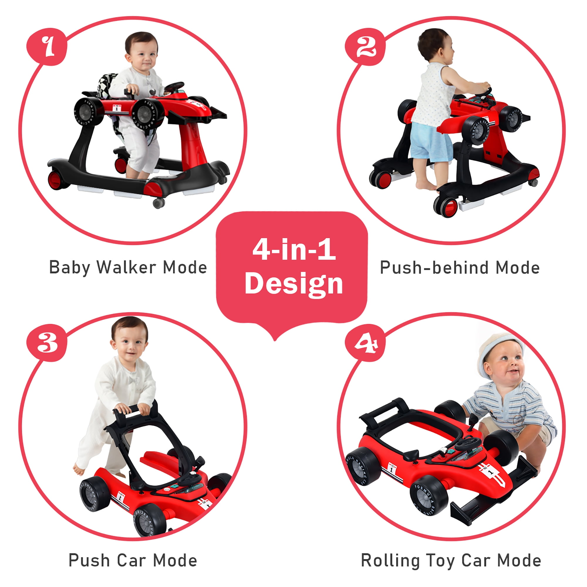 BABY JOY 2 in 1 Baby Walker, Foldable Activity Walker with