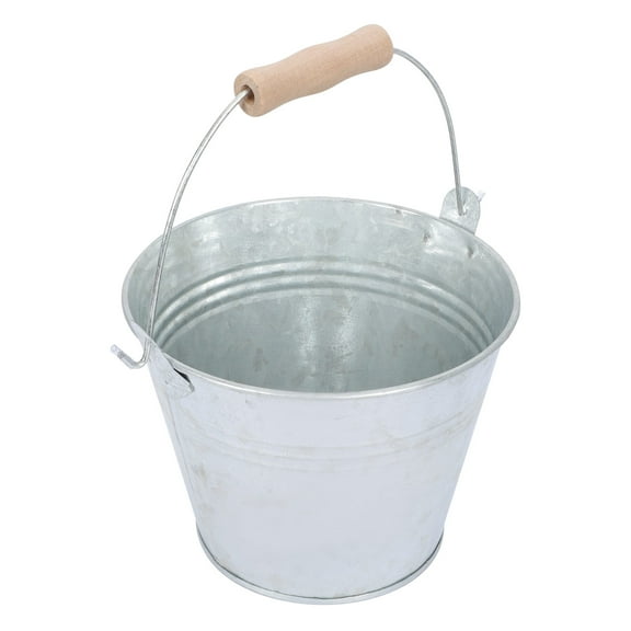 WORGEOUS Set of 2 Mini Tin Pails with Wooden Handles, Decorative Iron Craft Buckets for Home and Garden