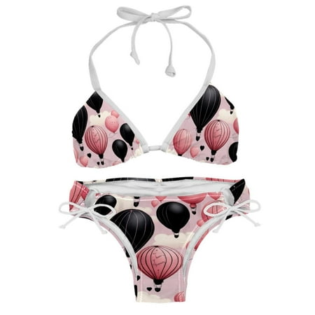 Sexy Women s String Bikini Set Love Art Pink Balloon Print Two Piece Triangle Bathing Suit Swimsuits