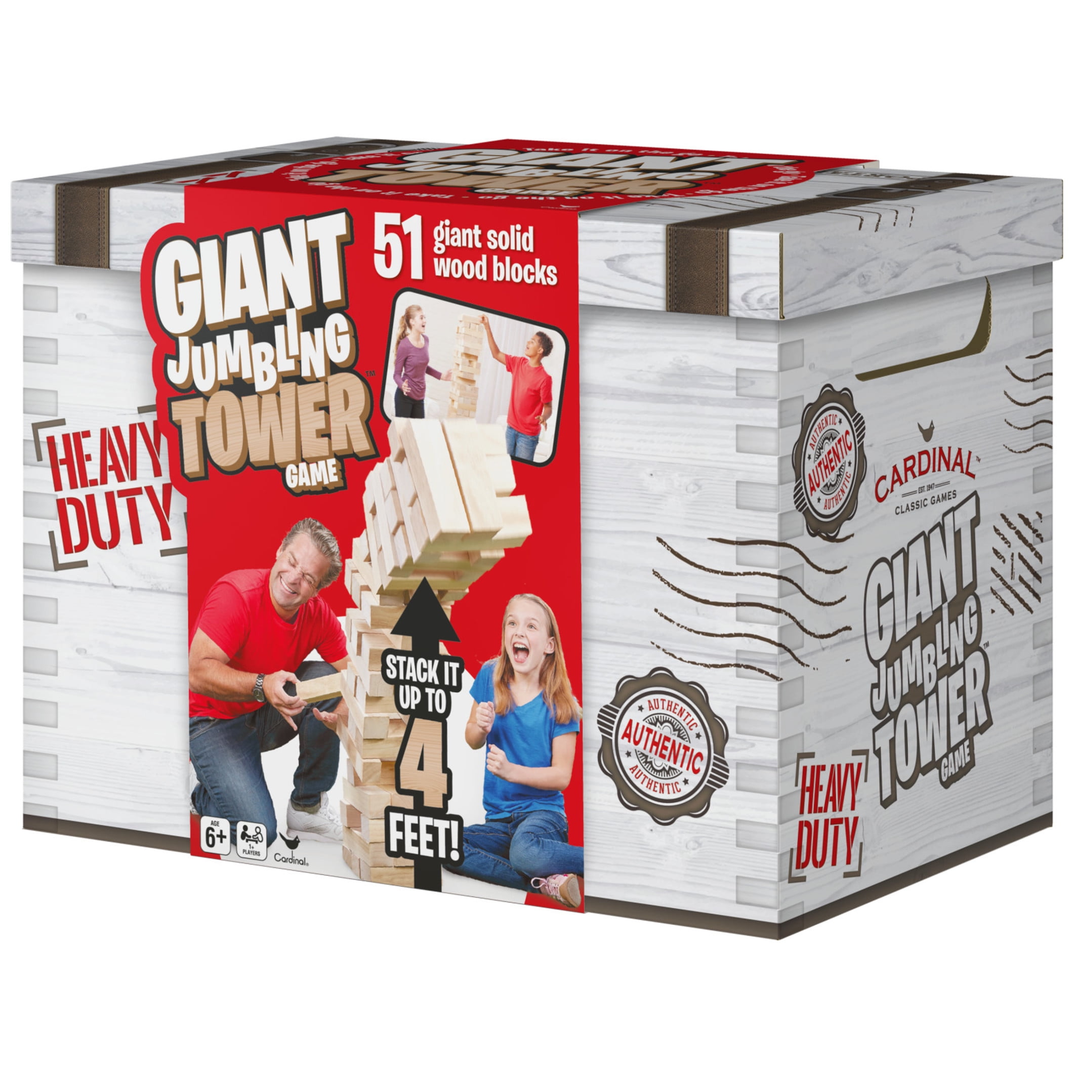 Spin Master Games, Giant Jumbling Tower Party Game with Wood Blocks, Ages 6 and up