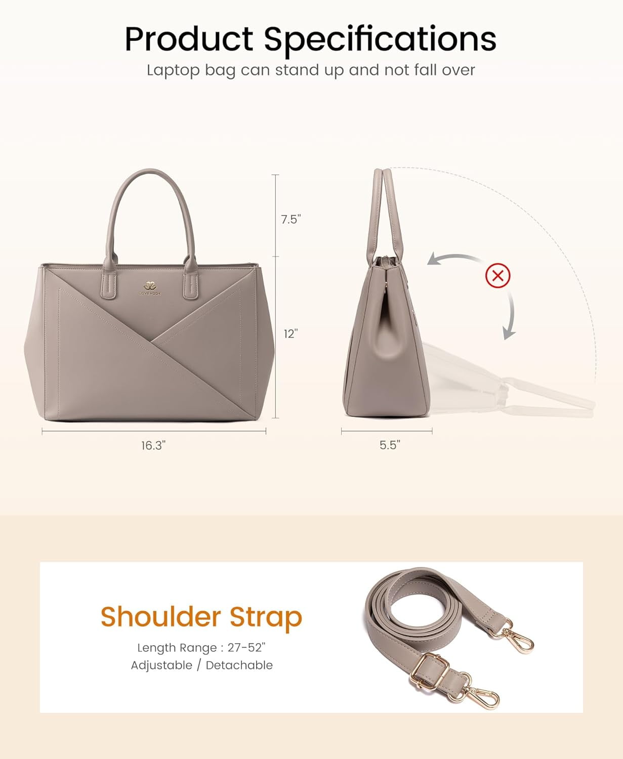 LOVEVOOK Laptop Tote Bag for Women with Large Cup Holder, 15.6 Inch PU Leather Work Bag Teacher Tote Bag, Waterproof Computer Bags Business Office Briefcase Handbag