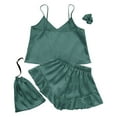 thumbnail image 4 of ShomPort 3 PCS Silk Pajama Set for Women Satin Sleeveless Cami Tops and Comfy Elatic Waist Shorts Sleepwear, 4 of 5