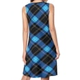 thumbnail image 2 of Blue Green Plaid Spring Summer Dresses for Women Fashion T-shirt Dress Casual Sleeveless Loose Sundress with Pockets, 2 of 5