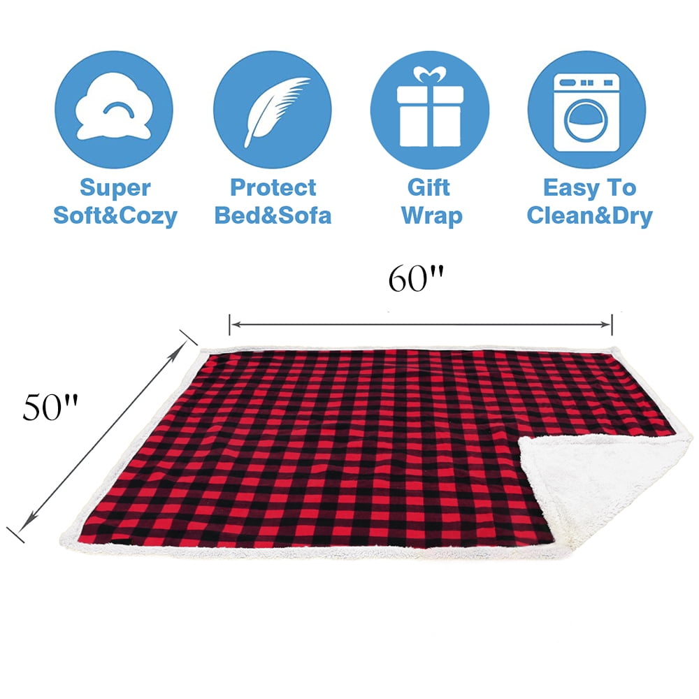 Catalonia Waterproof Blanket for Baby, Pee Proof Pet Cover for Couch Bed, Reversible Sherpa Fleece Throws for Relaxing Traveling Camping, Buffale Red/Tuape, 60"" x 50"".