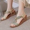 thumbnail image 5 of Mepaouo Womens Wedge Dressy Sandals Elastic Ankle Strap Summer Beach Shoes Open Toe Walking Sandal, 5 of 7