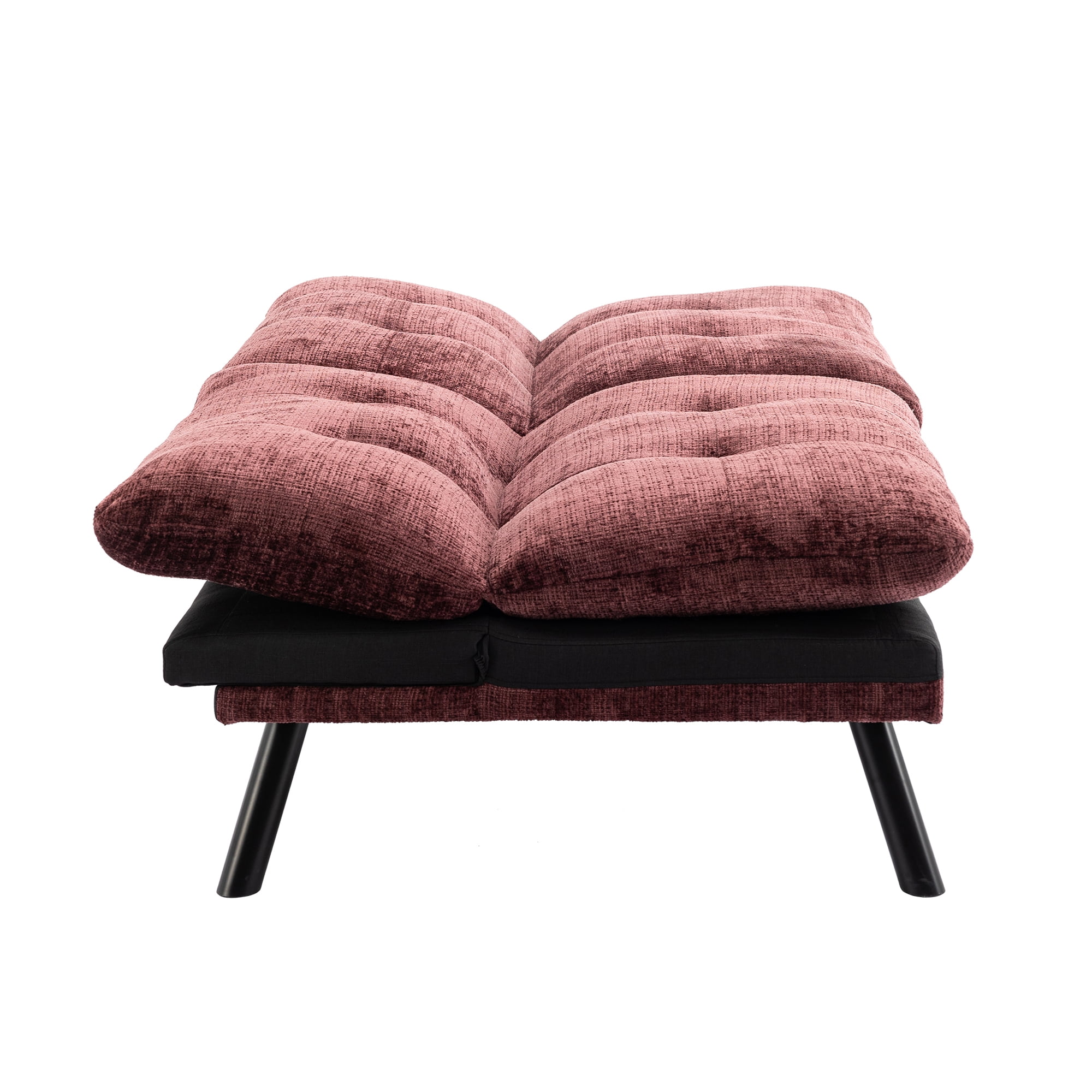 Kadyn Convertible Sofa Bed, Loveseat Futon Bed with Metal Legs, Adjustable Lounge Couch for Compact Living Space Chenille, Wine Red Kadyn Convertible Sofa Bed, Loveseat Futon Bed with Metal Legs, Adjustable Lounge Couch for Compact Living Space Chenille, Wine Red