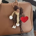 thumbnail image 5 of Trendy Curly Dolls Keychain with Braided Rope Heart Handmade Keyring Pendant Bag Ornament for Everyday Use and Gifts, 5 of 8