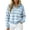 Blue, variant on Womens Quarter Zip Striped Sweater Oversized Turtleneck Pullover Top V Neck Kintted Preppy Sweater Tops (Khaki L)