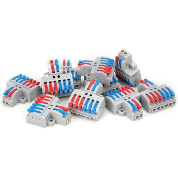 NFTIGB KV426 Wire Conductor Connector 2-in-6-out Lever-Nut Fast Terminal Block, 1.6 x 1.3 x 0.5 inches / 4 x 3.3 x 1.3 cm Flame Retardant Copper Splice Connectors for Soft and Hard Wires 600V 32A