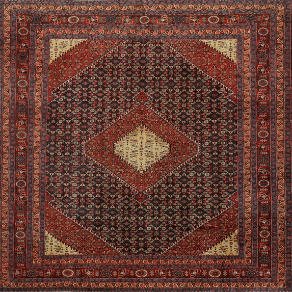 Ahgly Company Machine Washable Indoor Square Traditional Saffron Red Area Rugs, 6' Square