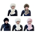 thumbnail image 6 of 2 Pcs/Set Women Winter Hat Scarf Set Fuzzy Plush Thickened Windproof Heat Retention Cross Neck Wrap Solid Color Dome Faux Fur Fisherman Hat Outdoor Cap-Beige,One Size, 6 of 7