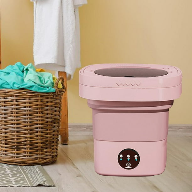 Lavadora de viaje pequeña lavadora automática 6.5L eléctrica de bajo consumo lavadora de ropa Mini lavadora plegable para viajes apartamentos calcetin rosa Soledad mini lavadora