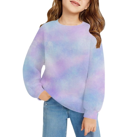 YunPes Boys Girls Sweatshirts Autumn Regular Children's Tie Dye Print Long Sleeved Comfortable Sweatshirt Toddler Sweatshirt