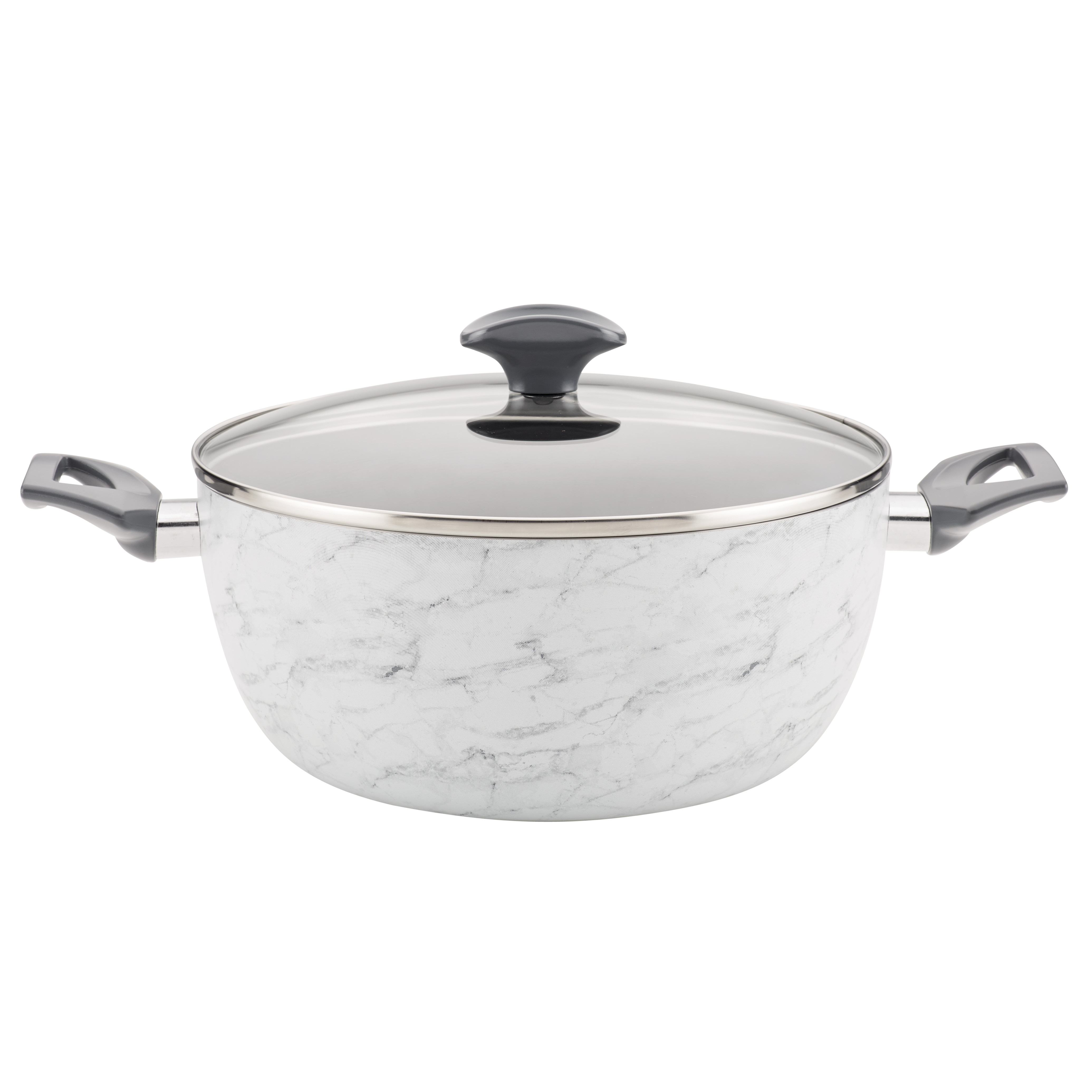 Farberware 5.5Quart Easy Clean Pro Dutch Oven with Lid, White Marble