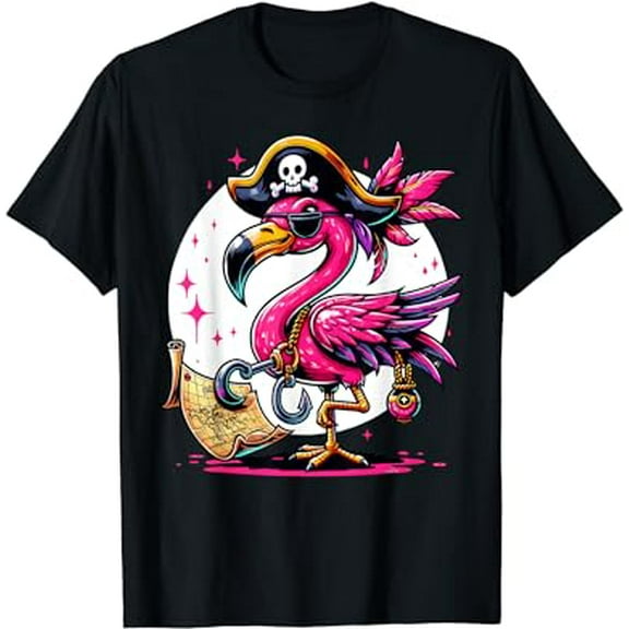Pirate Pink Flamingo Halloween Party - Jolly Roger T-Shirt
