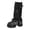 Black, variant on Mid Calf Boots Heel Fashion Side Buckle Round Toe Comfortable Fall Winter Footwear
