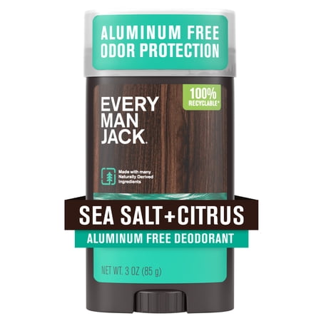Every Man Jack Sea Salt + Citrus Aluminum-Free Deodorant for Men, Naturally Derived, 3 oz