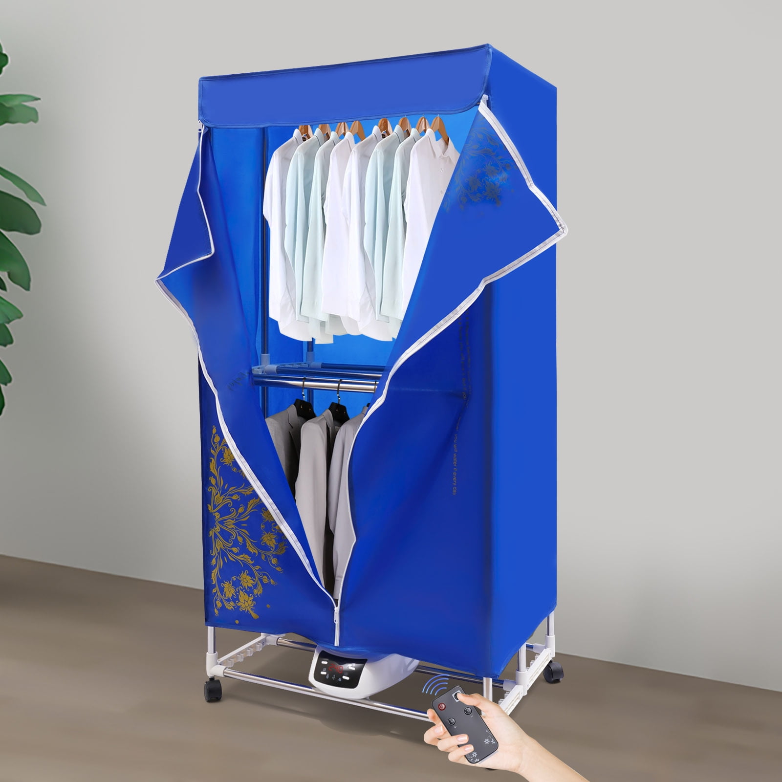 ChicHomey Portable Clothes Dryer,1500W ​​Folding Remote Control Dryer,Over-Temp Protection & Timer, 3 Gears Adjustment,for Home/Apartment/Camping
